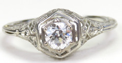 Antique Art Deco 1920’s Diamond 18KW Engagement Ring Size 6 UK-L1/2 EGL USA