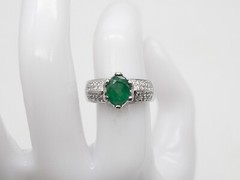 Designer $7000 3ct Natural Emerald VS G Diamond 19k White Gold Band Ring 10g