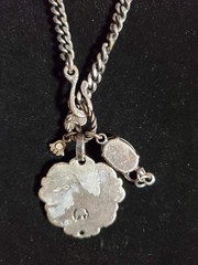 New Signed Silver Toned Metal Medallion Shield Necklace Charms Gift Unisex Adult