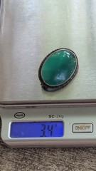 Art Deco Sterling Marcasite and Chrysoprase Brooch pin signed Germany Sterling