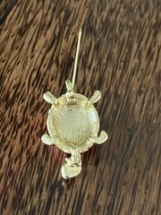 Gold Tone Peach & Yellow Enamel Turtle Brooch Pin