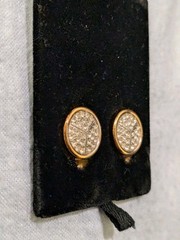 Vtg. Lanvin Germany Rhinestone Stud Clip On Earrings