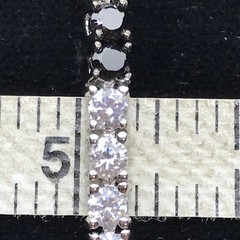Vintage Black Onyx & Cubic Zirconia Stunning SIlver tone Tennis Bracelet 6.75″