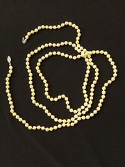 Vintage Single Strand 26 Inches Pearl Necklace with 925 Filigree Silver Clasp
