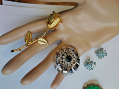 Vintage Pin Assortment Rhinestone Brooch 8 Piece Lot