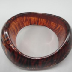 Vintage Lucite Bracelet Bangle Tiger Stripe Chunky Wide Asymmetrical