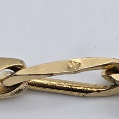 Vintage Gold Filled / Rolled Gold – 6 mm Blocky Flat Figaro Chain Bracelet 8.25″
