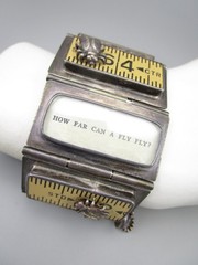 UNUSUAL ARTISAN LISA FIDLER STERLING WOOD RULER INSECT FOUND OBJECT BRACELET