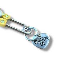 Y2k Vintage Charm It Safety Pin Chain Bracelet 6.5″ Colorful Rhinestone Kidcore