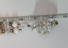 Vintage Milk Glass Acrylic Aurora Borealis Beaded Necklace Unique Pendant *As Is