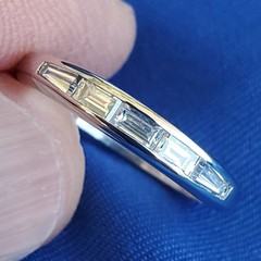 Original EARTH MINED DIAMOND slim Wedding BAND Antique PLATINUM Stacking RING
