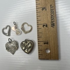 H7 Lot Rose Gold Silver Crystals Texas I Love You Hearts Retro Pendants