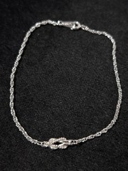 Vintage Avon Infinity Love Knot Rope Bracelet Anklet 8.5 in Silver Tone