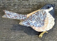 VTG 2002 Jacqui Ertischek Signed Polymer Clay Chickadee Bird Brooch Pin Pair Set