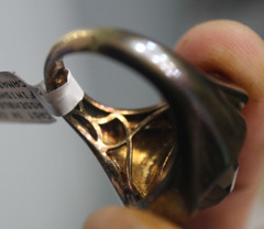 Vintage K AMATO NH 925 Smoky Quartz Ring 8