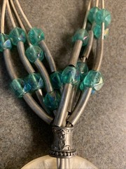 Boho Statement Necklace Vintage Signed Anthony Alexander Glass Beads Silvertone