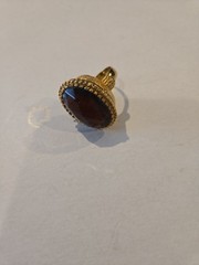 Avon Vintage Gold Tone Amber Stone Poison Pill Box Secret Compartment Ring