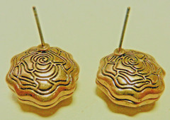 Vintage Elegant Cut Crystal in a Rose Etched Gold Filled Cage- Post Earrings
