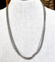 Vintage Celebrity Multi Strand Silver Tone Chain Necklace 24.75″ Fold Over