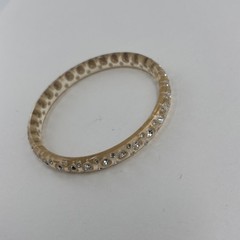 Vintage Clear Lucite Bangle Bracelet Rhinestone Inset Beveled Edge