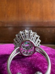 Antique Emerald & Diamond Halo Ring