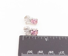 925 Sterling Silver Vintage Earrings Elegant Pink & White Topaz Stud EG14341