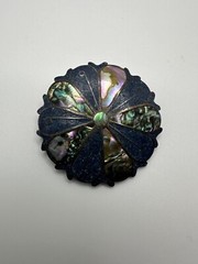 Vintage Sterling Silver Abalone Inlay Flower Brooch 4.5cm Signed HDA BB6