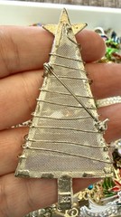 Vintage KC Christmas Tree Brooch Mesh Wire Blue Rhinestone Signed Rare Pin