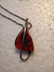 Vintage Baltic Amber Pendant Necklace With Silver Tone Chain, 16″ Long