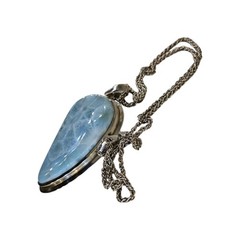 Larimar Pectolite Pendant Necklace Sterling Silver Art G Ito AGI 55g Heavy 23″
