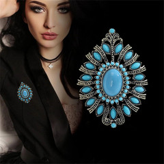 Western Brooch Pin, Multicolor Crystal Turquoise, Large Alloy Steel Lapel Pin fo