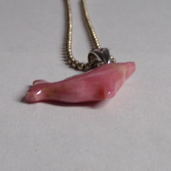 Vintage Pink Dolphin On 15 5/8″ Ball Chain Necklace – Marked .925, KC & Italy