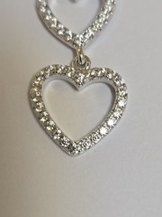 Sterling Silver ~ Triple Heart Pendant ~ Clear CZ Graduated Drop ~ VINTAGE