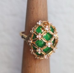 Vintage Domed Cocktail Ring with Adjustable Band Patent Number Stamped Inside