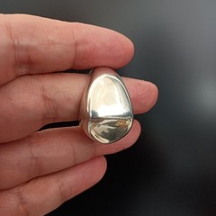 Chunky Sculptural Sterling Silver Ring Modernist Asymmetrical Puffy Bold 925 VTG