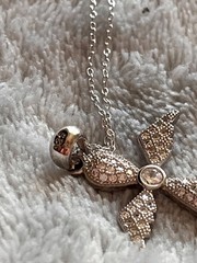 Sterling Silver new! JTV Cubic Zirconia Angel Wings Cross Pendant Necklace 18”