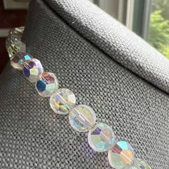 Vintage Aurora Borealis Crystal Necklace, 17″; Nice
