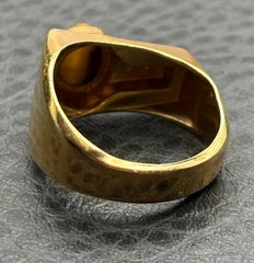 VTG 18K HGE Gold Plated Tiger Eye Men’s Women’s Ring Vintage Statement Size 7