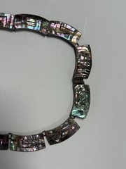 Vintage Taxco Sterling Silver Abalone Necklace Inlaid MCM Choker *Needs Repair*
