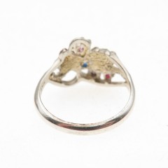 Coleman Co Sterling Silver 12K Gold Vintage Real Multi-Gem Floral Ring Size 7.25