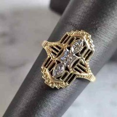 Art Deco Style Edwardian Lab Created Diamond 14K Gold FN Filigree Wedding Ring