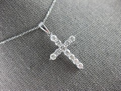 ESTATE 1.03CT DIAMOND 14KT WHITE GOLD 3D CLASSIC ROUND CROSS FLOATING PENDANT