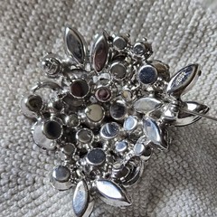 WEISS Gray Smoky Rhinestone Brooch Pin Silver Tone Vintage Missing Stones