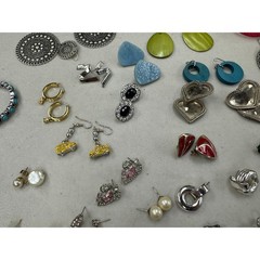 Vintage Estate Gold Silver Tone Clip On Hoop Stud Dangle Drop Earring Lot of 64