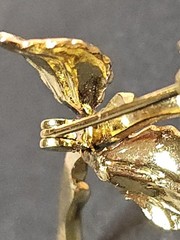 Vintage Monet Gold Tone Rose Brooch Long Stem Pin Polished Flower Romantic 3D