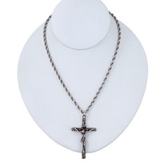 Vintage Sterling Silver 925 Crucifix Pendant Necklace 29″