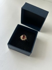 Vintage Red Cubic Zirconia Ring Gold Plated Womens Size 8.5