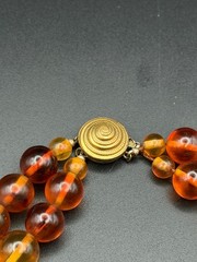 Vintage Castle cliff Amber-Lucite Bead Necklace 15.5” Graduated Brown Yellow