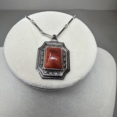 Vintage 1973 Sarah Coventry Silver tone Necklace “Autumn Beauty” Faux Agate 24″