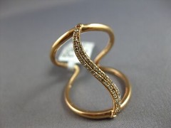 ESTATE LARGE .16CT DIAMOND 14KT ROSE GOLD 3D CLASSIC WAVE TENSION FUN RING